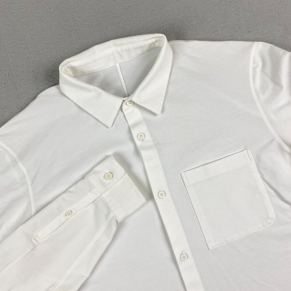 Lululemon Commission Shirt Men L White Twill Long Sleeve Button Up Casual